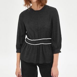 ZARA Top With Pearl Buttons